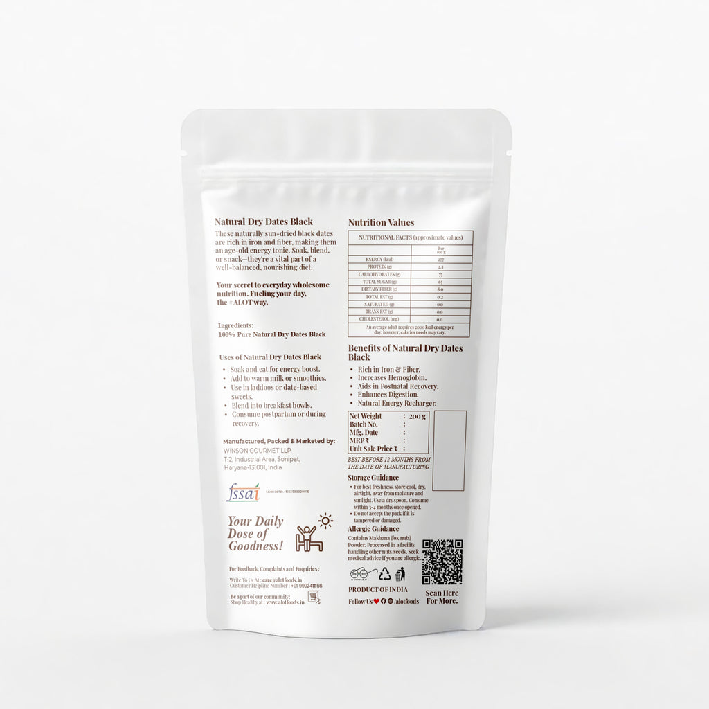 Natural Dry Dates Black (Chuaara Black)