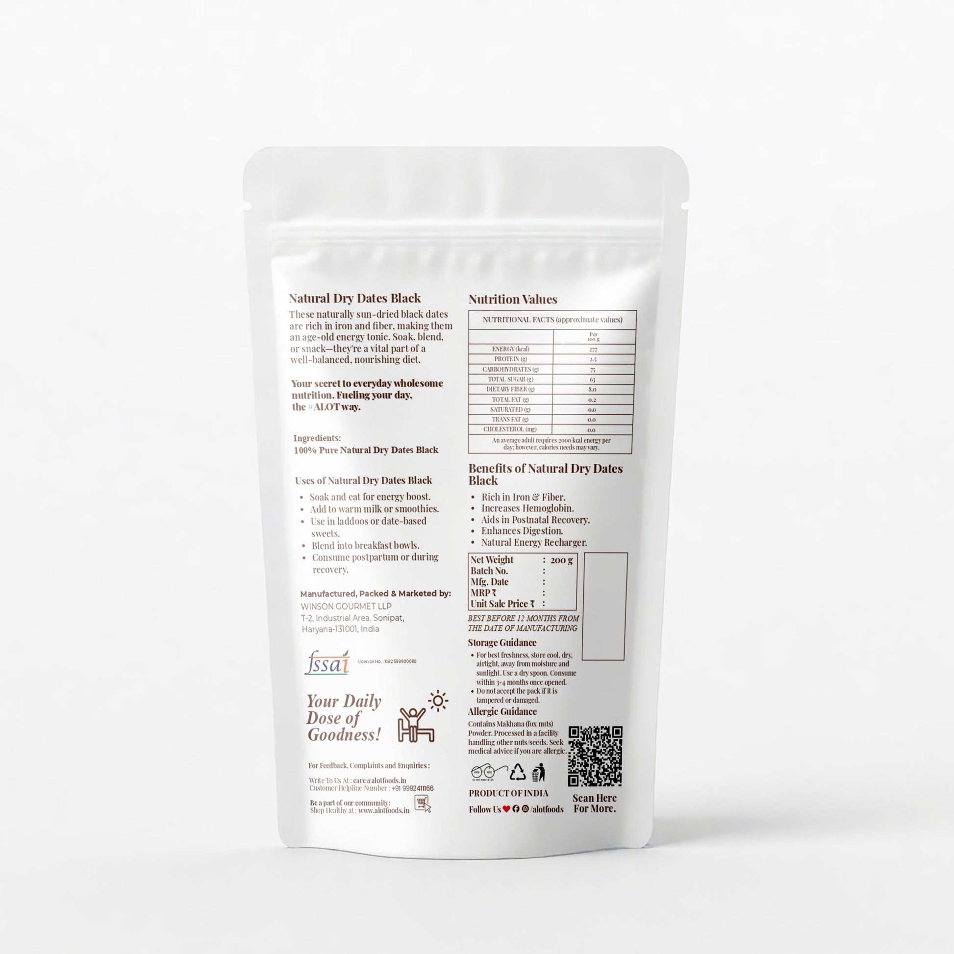 Natural Dry Dates Black (Chuaara Black)